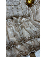 Space beads work saree