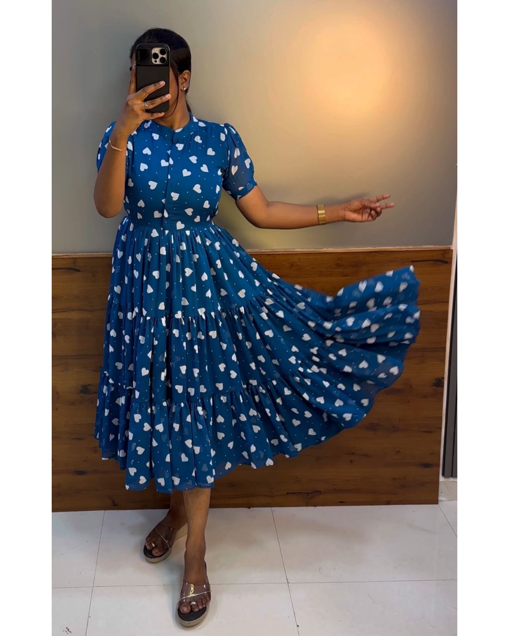 Heart printed midi