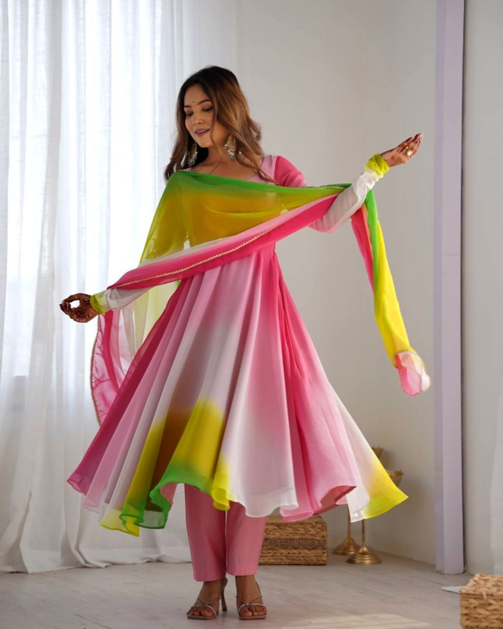 Multi color anarkali