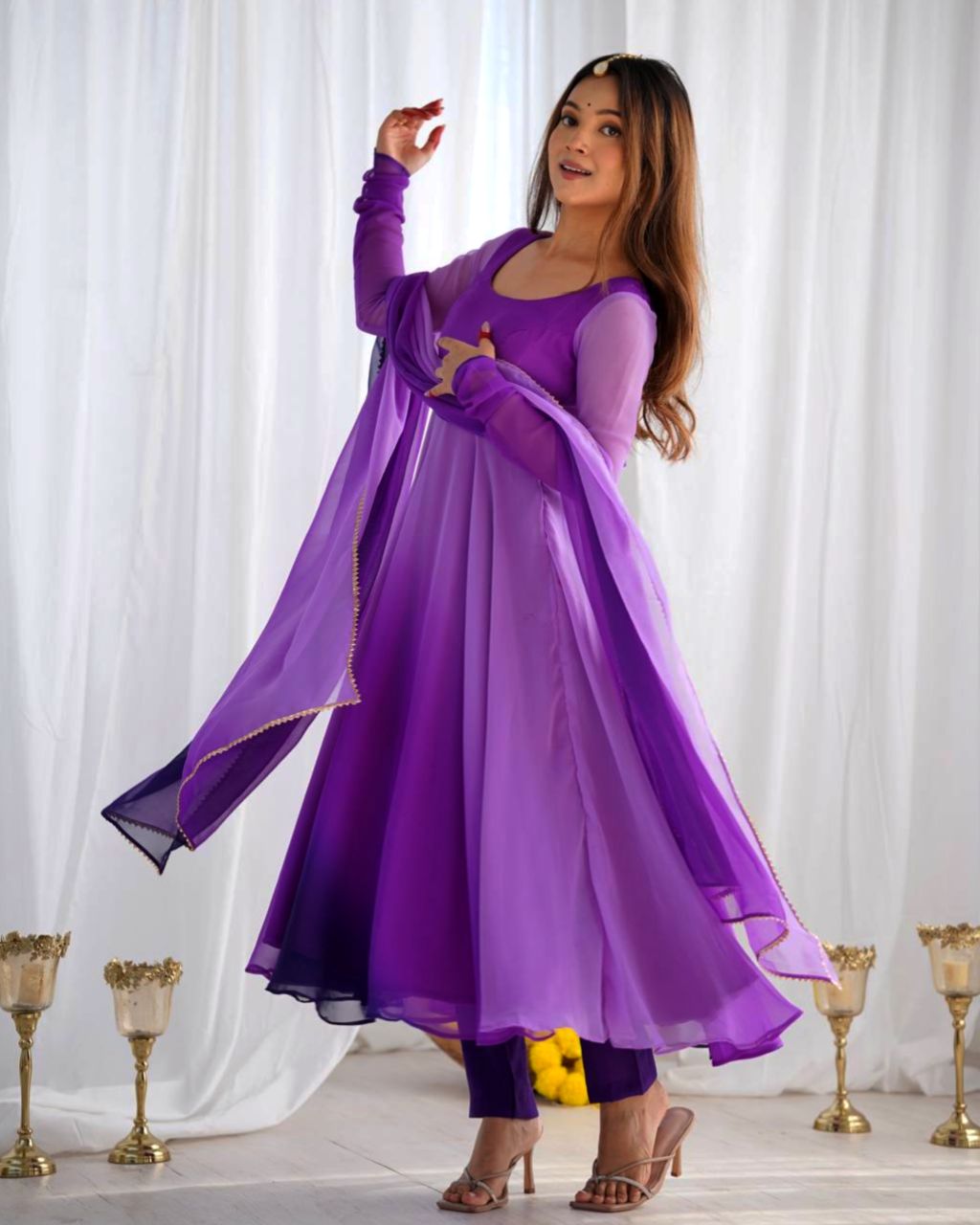 Multi color anarkali